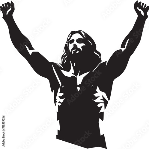 Heavenly Sculpture Muscular Jesus Emblem Design Sacred Form Resonance Vector Logo of Muscular Christ