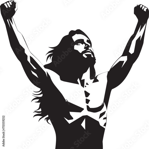 Celestial Physique Muscular Jesus Emblem Holy Resilience Vector Design of Muscular Jesus