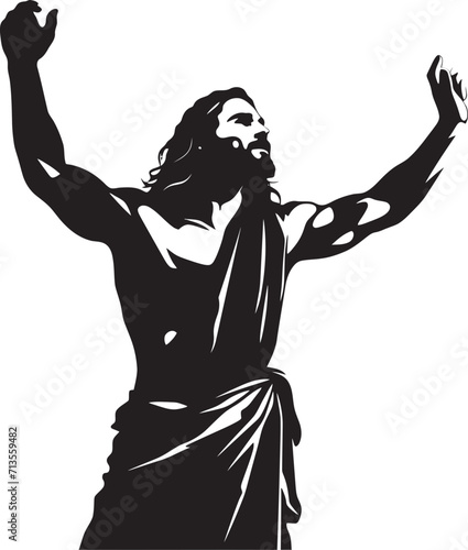 Sacred Resonance Muscular Jesus Vector Logo Resurrection Fitness Jesus in Muscular Glory Icon