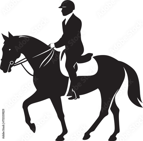 Equine Excellence Express Jockey on Horse Emblem Racing Rhythm Victory Velocity Visions Vector Logo