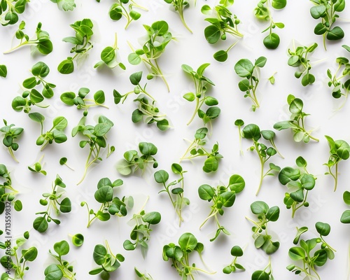 Microgreens on White Background for Fresh and Lush Culinary Inspiration