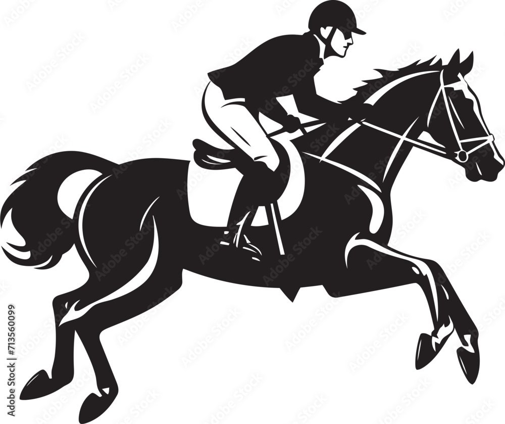 Fototapeta premium Whirlwind Winners Jockey and Horse Logo Design Precision Pace Prowess Equestrian Vector Icon