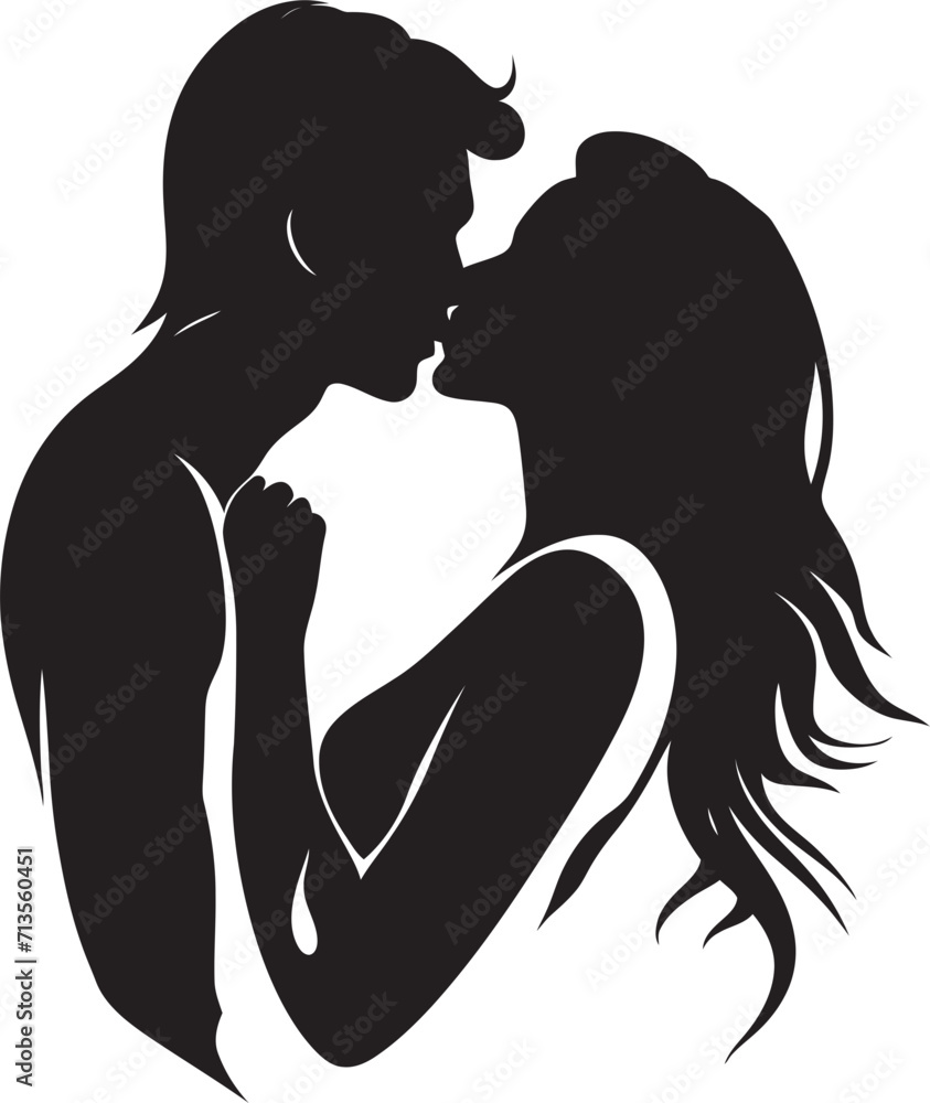 Passionate Promises Vector Design of Tender Kiss Celestial Kiss Loving Couple Icon