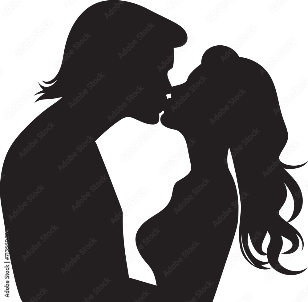 Celestial Kiss Vector Design of Passionate Kiss Romantic Symphony Emblem of Romantic Connection