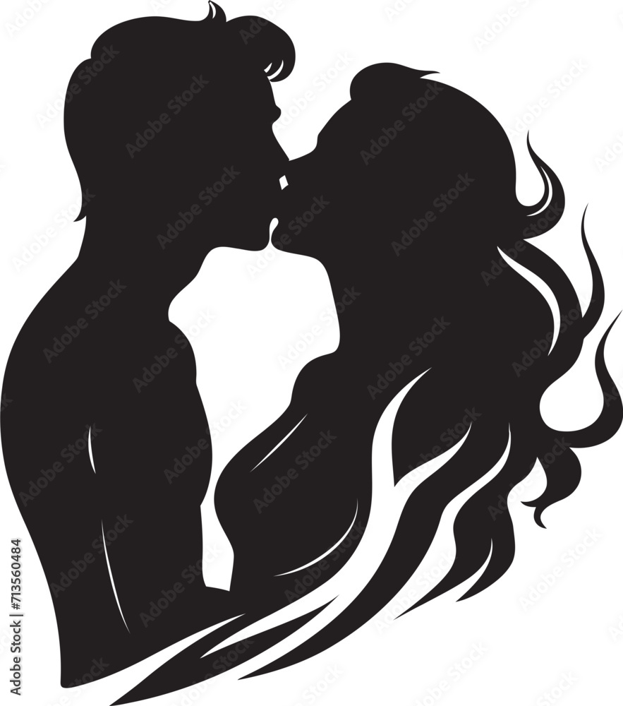 Infinite Love Affair Vector Duo Logo Design Devotion Duet Emblem of Affectionate Kiss