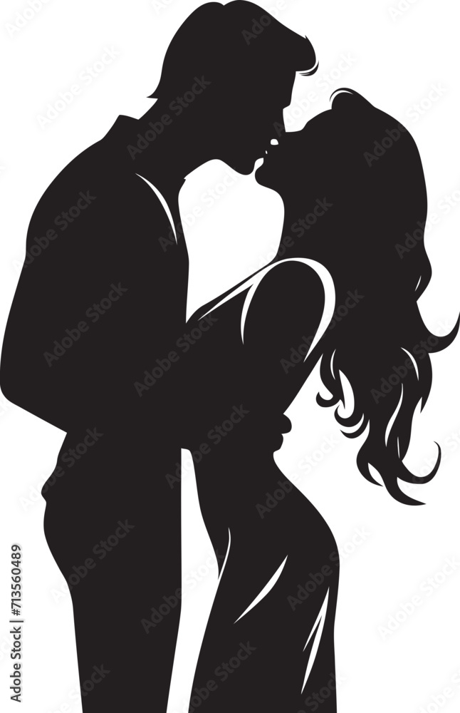 Devotion Duet Emblem of Affectionate Kiss Passionate Promises Loving Couple Icon