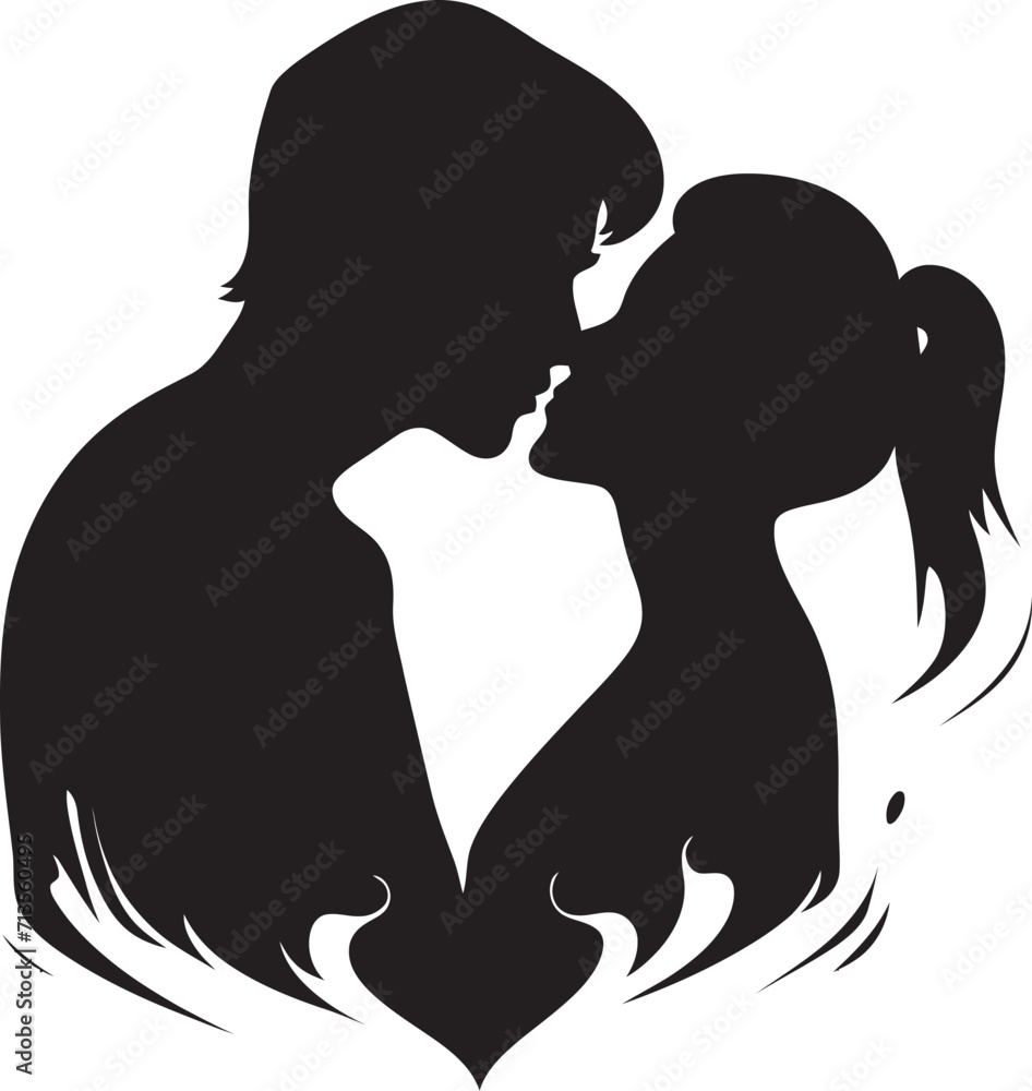 Devotion Duet Kissing Couple Icon Design Eternal Connection Loving Duo Emblem Devotion Duet Kissing Couple Icon Design Eternal Connection Loving Duo Emblem