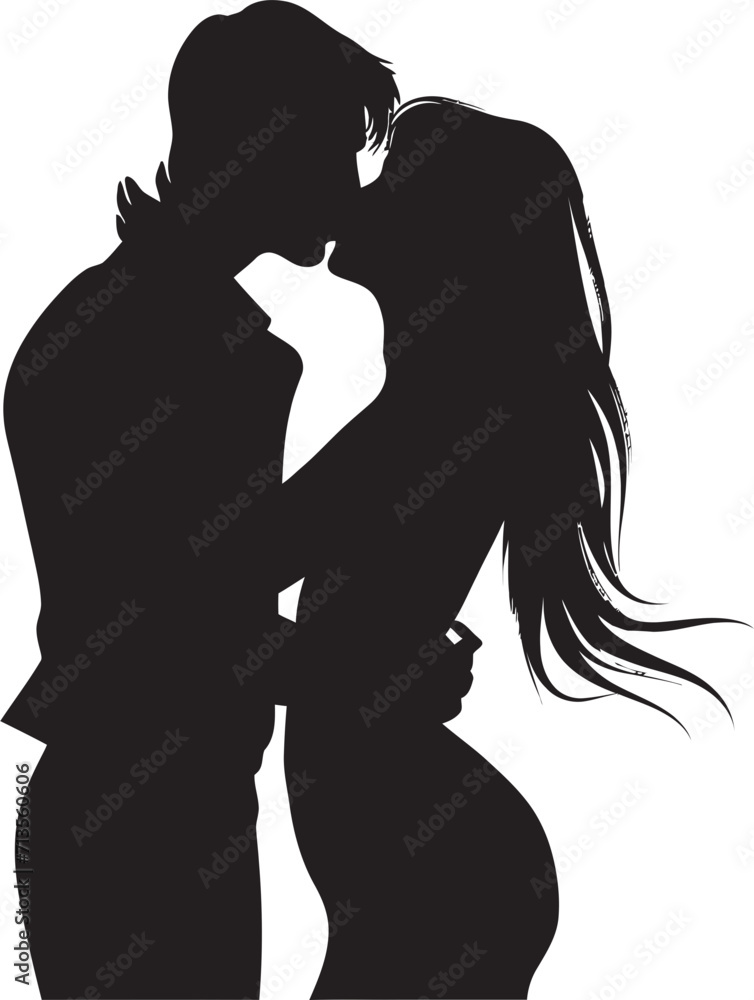 Celestial Connection Vector Kiss Emblem Romantic Symphony Emblem of Affectionate Duo