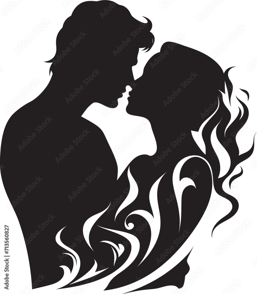 Infinite Bliss Emblem of Kissing Couple Tenderly United Loving Couple Icon
