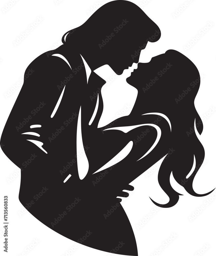 Tender Moments Vector Icon of Romantic Kiss Infinite Affection Couple Kissing Logo Design