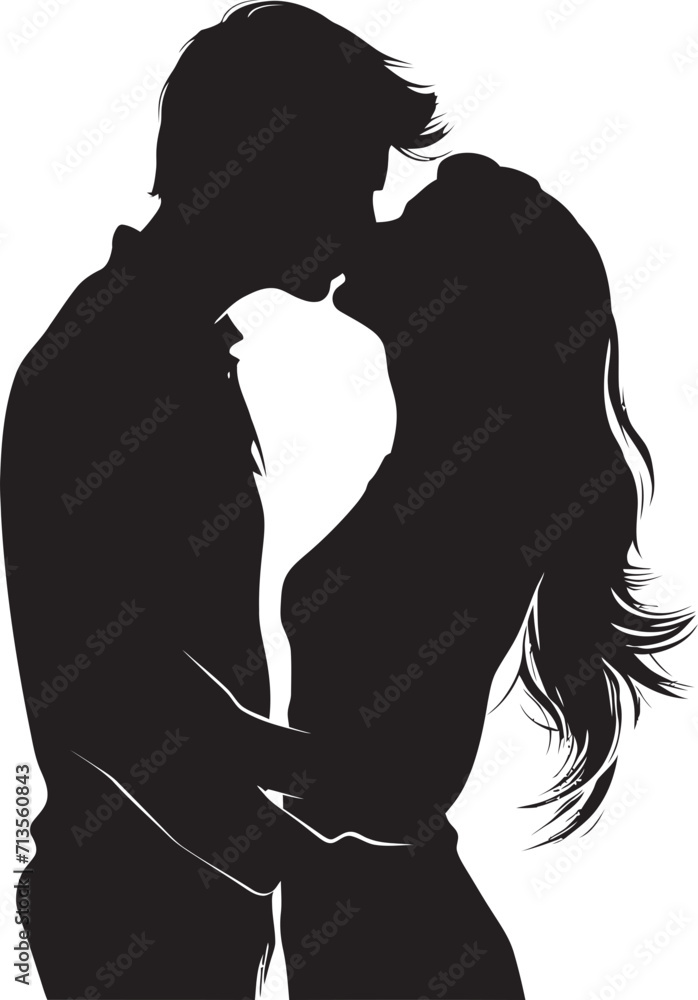Infinite Love Affair Emblem of Kissing Duo Devotion Duet Vector Icon of Romantic Kiss