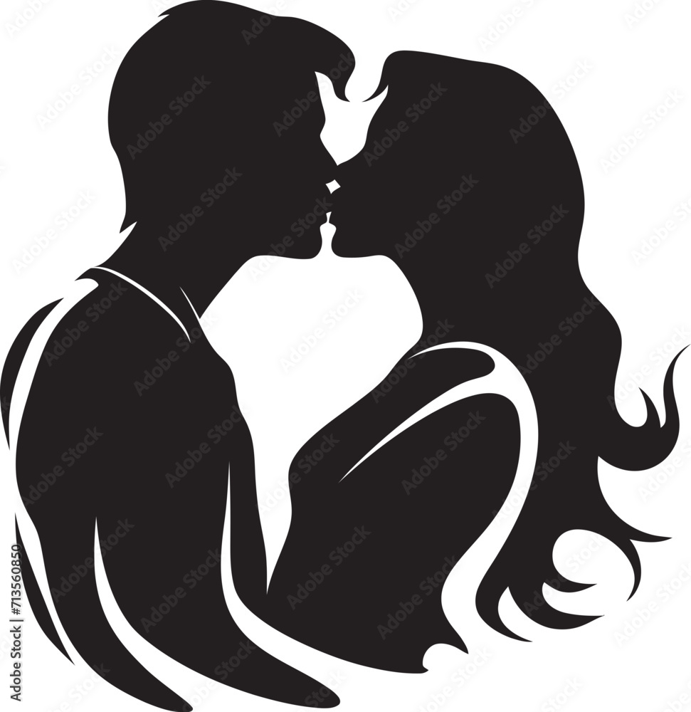 Romantic Embrace Vector Logo of Intimate Kiss Infinite Love Affair Emblem of Kissing Duo Romantic Embrace Vector Logo of Intimate Kiss Infinite Love Affair Emblem of Kissing Duo