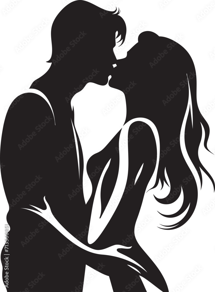 Intertwined Souls Iconic Kissing Couple Logo Blissful Union Vector Icon of Tender Kiss