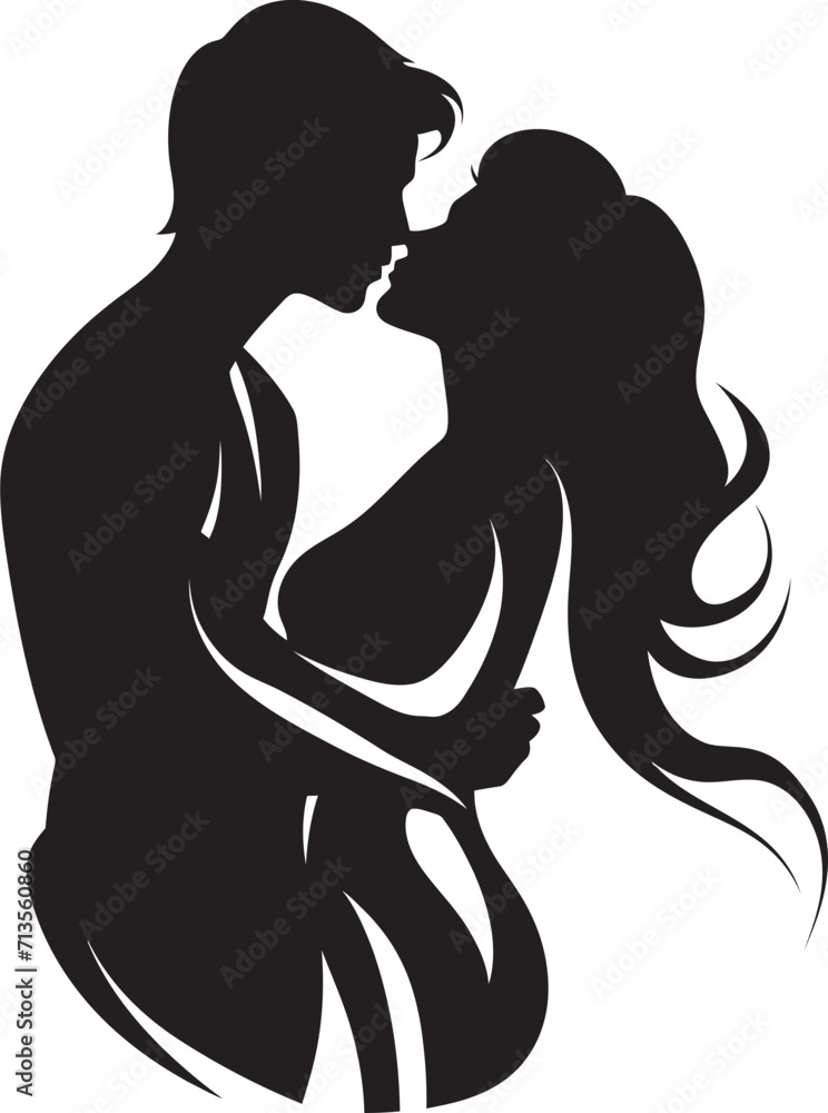 Eternally Yours Vector Icon of Intimate Kiss Enchanted Affection Loving Couple Logo
