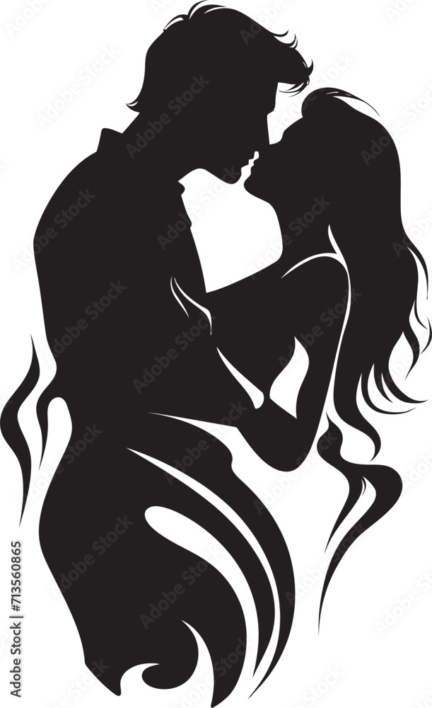 Passionate Symphony Vector Design of Tender Kiss Infinite Tenderness Emblem of Kissing Couple