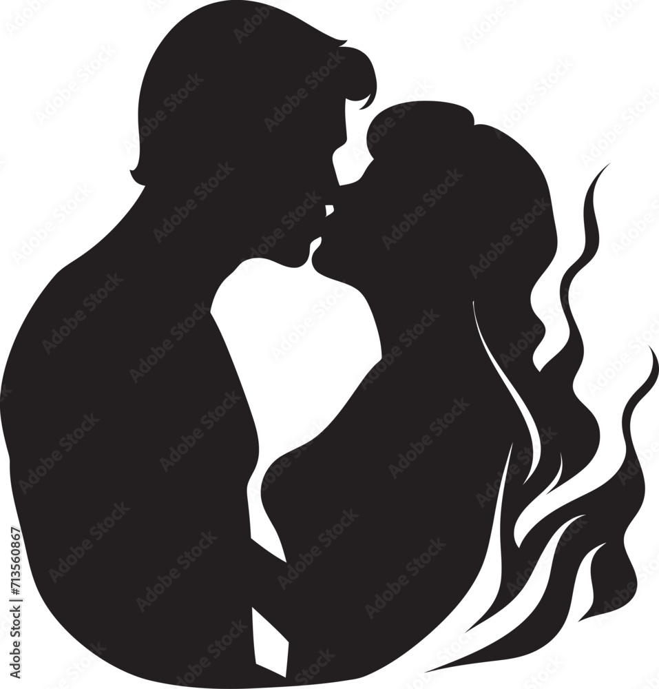 Infinite Tenderness Emblem of Kissing Couple Intimate Whispers Vector Logo of Romantic Kiss