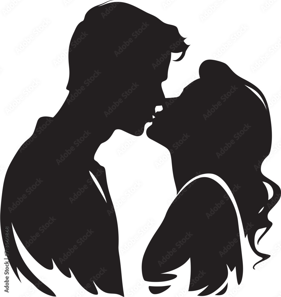Intimate Whispers Vector Logo of Romantic Kiss Endless Passion Loving Duo Emblem Design