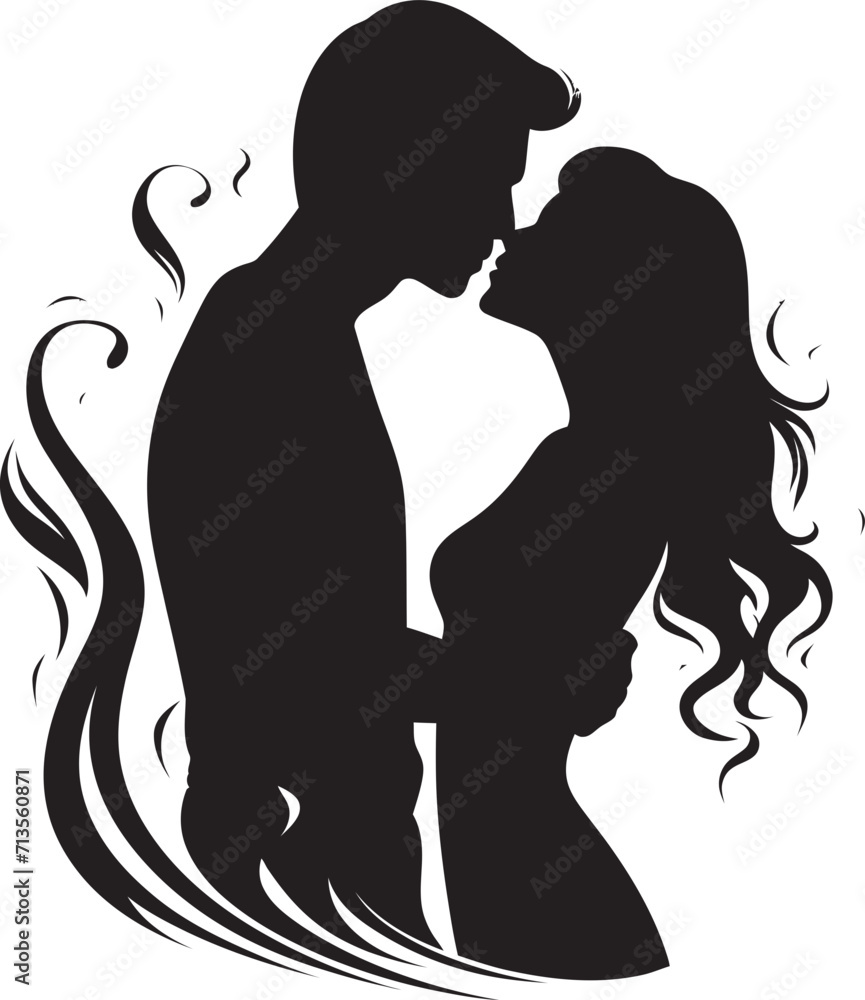 Enchanting Bond Kissing Couple Icon Harmony of Hearts Love Symbol in Vector Logo