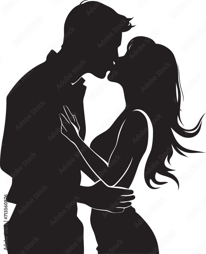 Whispered Promises Vector Icon of Tender Kiss Celestial Connection Kissing Couple Logo