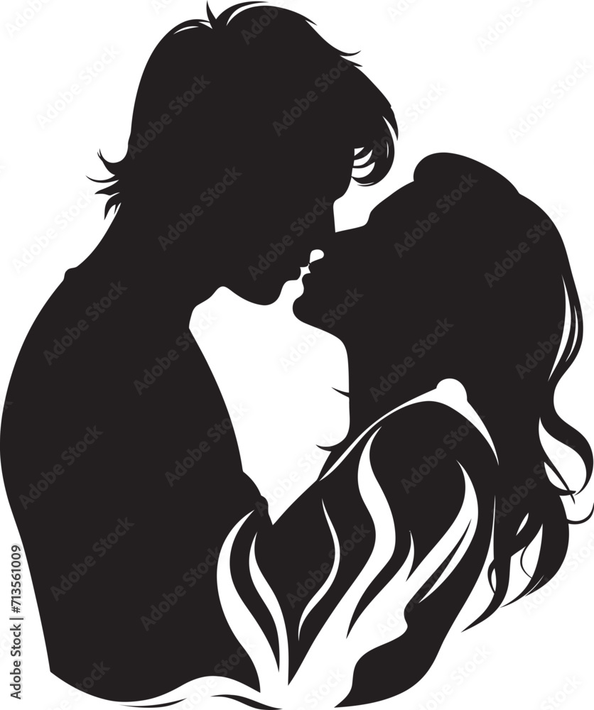 Passionate Promises Emblem of Kissing Couple Celestial Kiss Vector Icon of Tender Kiss
