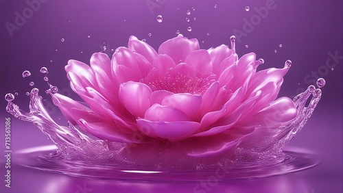 pink lotus flower splash of water in the shape of a flower, showing the beauty and the elegance of water. 