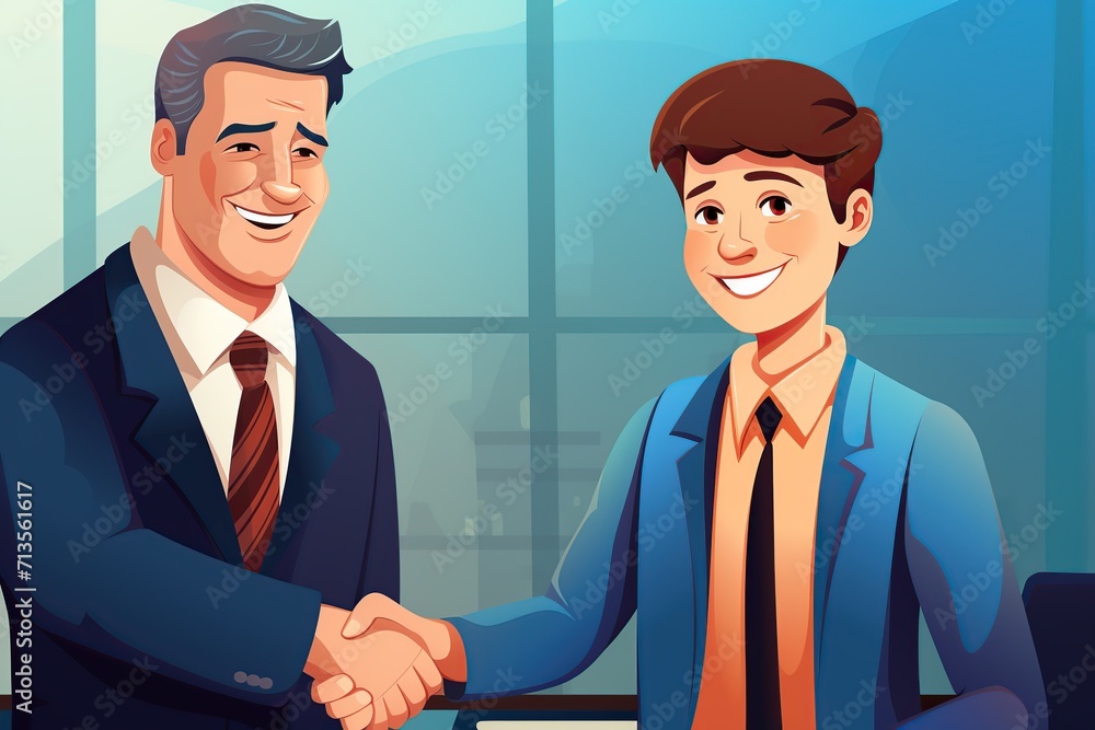 Illustration of businessman making handshake with partner Illustration of businessman making handshake with partner