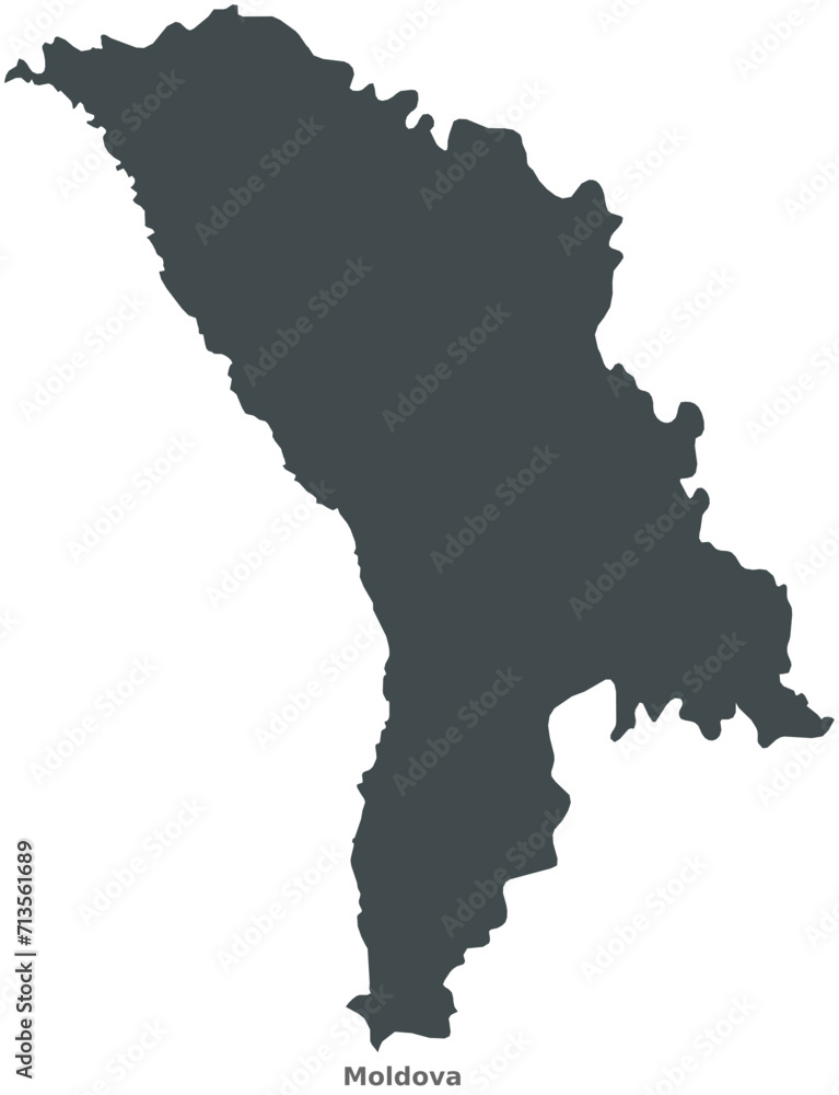 Map of Moldova, Eastern Europe. This elegant black vector map is perfect for diverse uses in design, education, and media, offering adaptability to any setting or resolution.