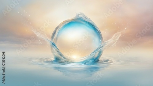 bubble in the water a water drop with a light blue background 