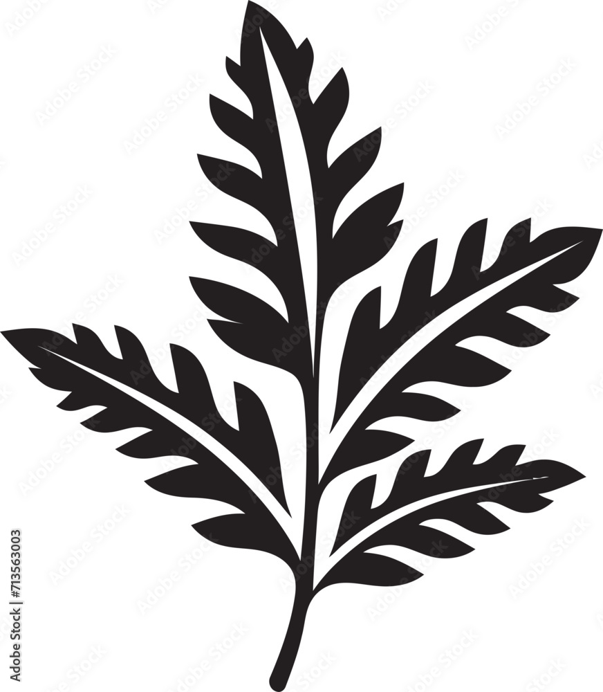 Obraz premium Natures Serenity Silhouetted Emblem in Vector Botanical Symphony Leaf Silhouette Icon Design