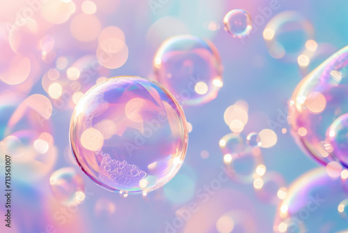 Vibrant Holographic Soap Bubbles Background for Celebrations © WIngsartist