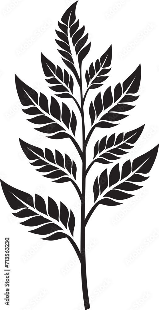 Naklejka premium Natures Elegance Vector Logo with Leaf Silhouette Enchanted Greens Emblem of Leaf Silhouette