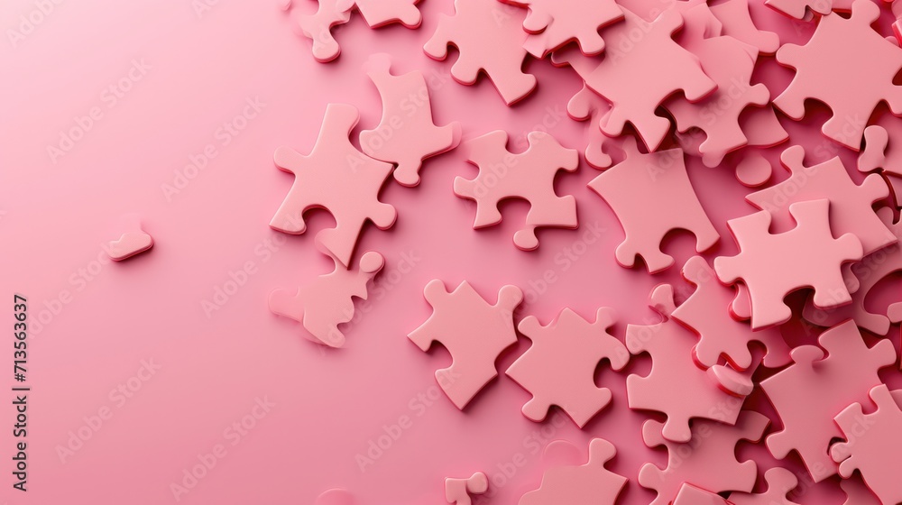 Jigsaw puzzle pieces on pink background. Problem-solving, business concept Jigsaw puzzle pieces on pink background. Problem-solving, business concept