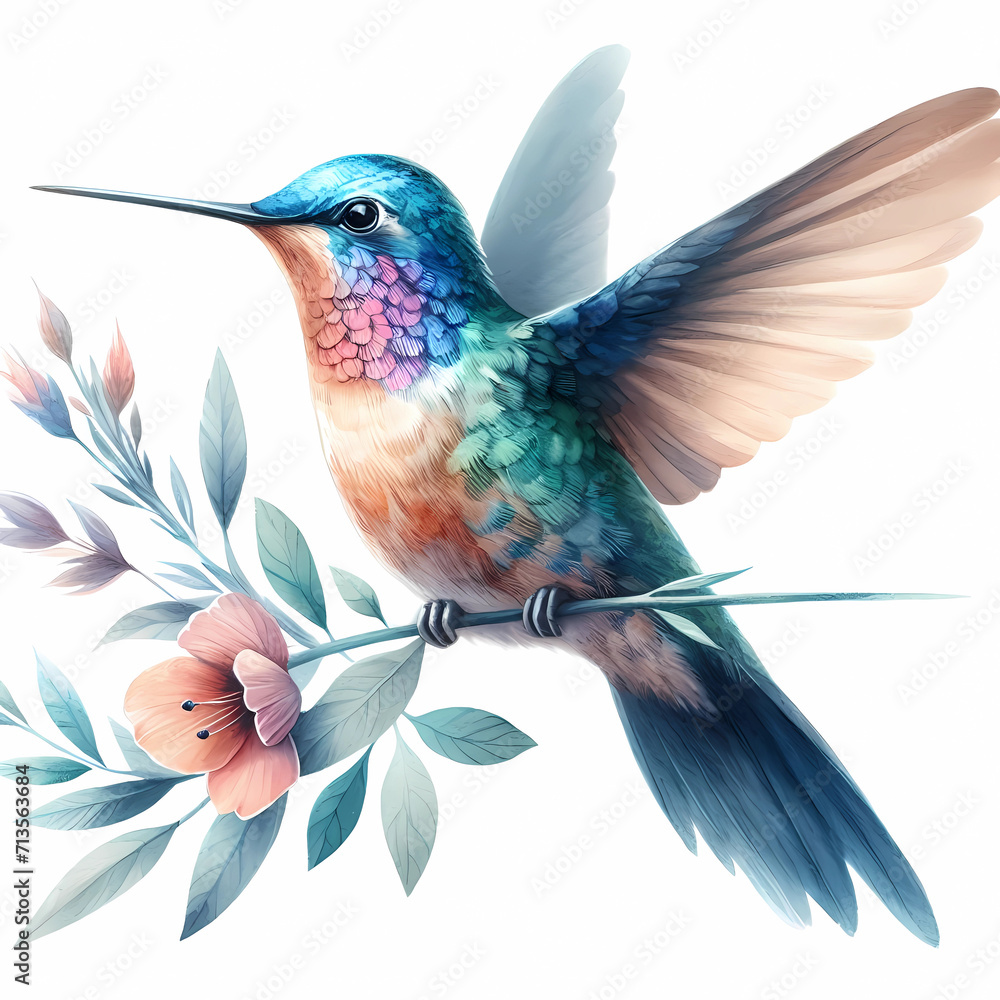 Fototapeta premium watercolor hummingbird clipart 