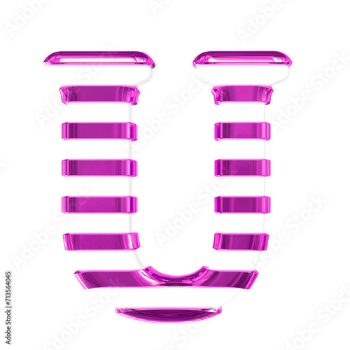 White symbol with purple thin horizontal straps. letter u