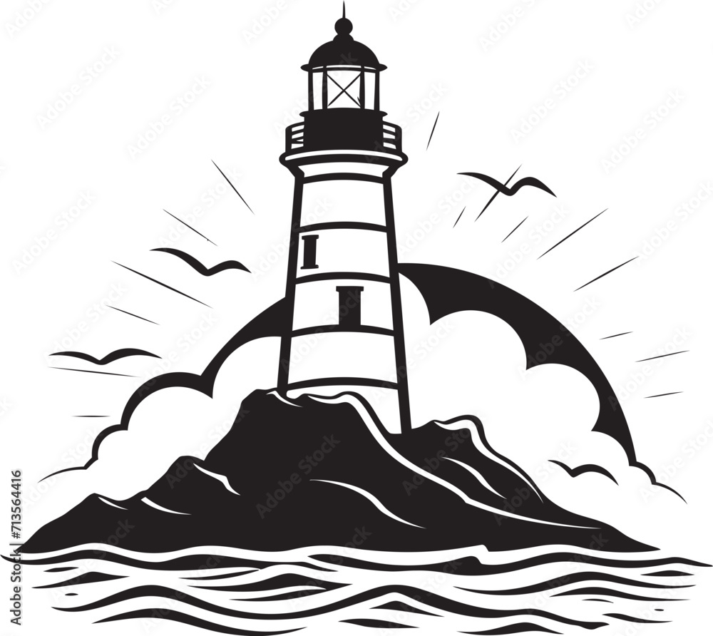 Coastal Illuminance Vector Icon for Lighthouse Design Nautical Beacon Elegance Lighthouse Emblem