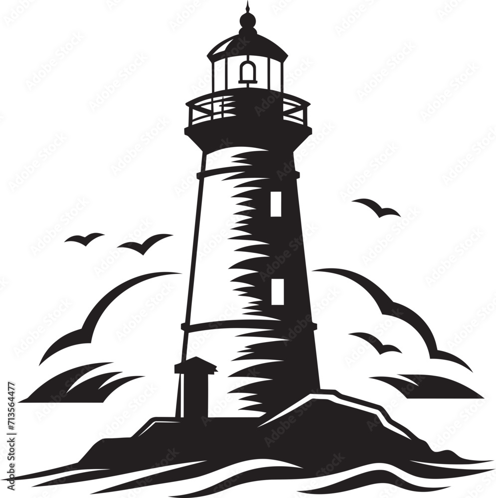 Seafarers Guardian Tower Coastal Lighthouse Logo Oceans Guiding Brilliance Nautical Lighthouse Emblem