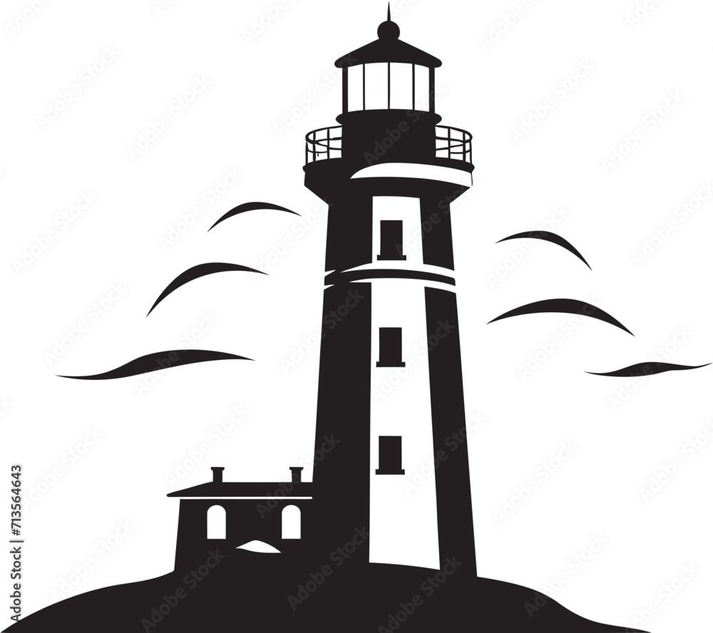 Maritime Guardian Tower Nautical Lighthouse Icon Seafarers Illumination Vector Logo of Lighthouse