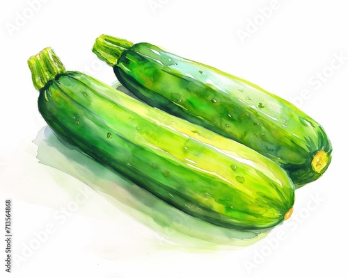 Isolated Watercolor Zucchini Art on a White Canvas