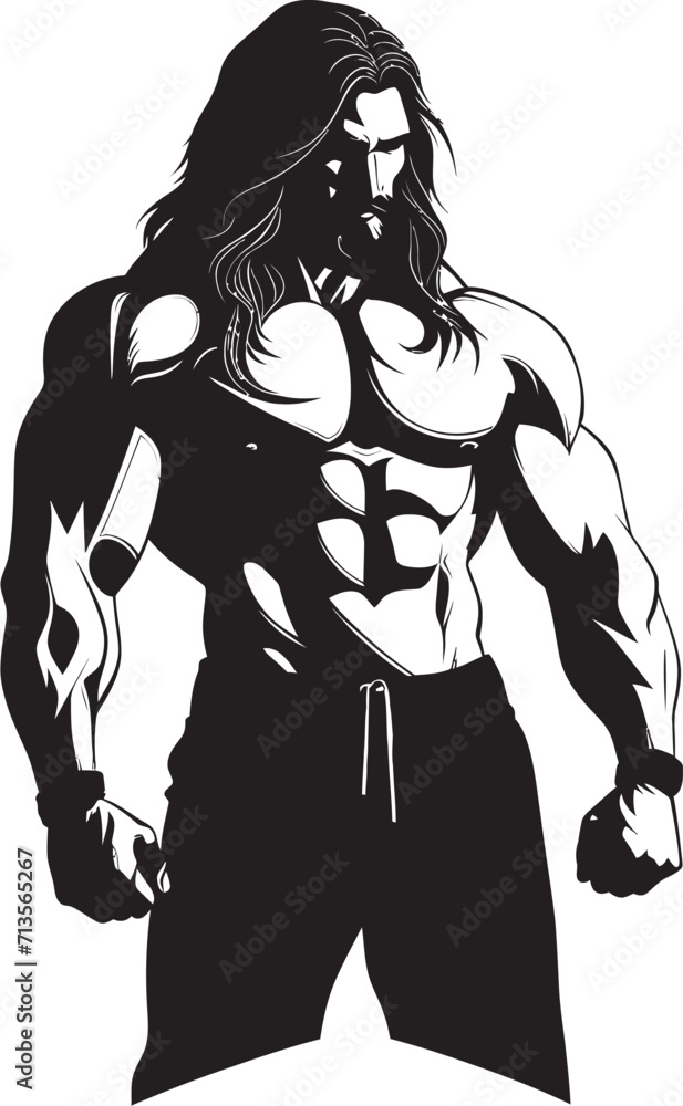 Power in Mane Muscular Vector Logo Flowing Fortitude Iconic Symbol of Fitness Power