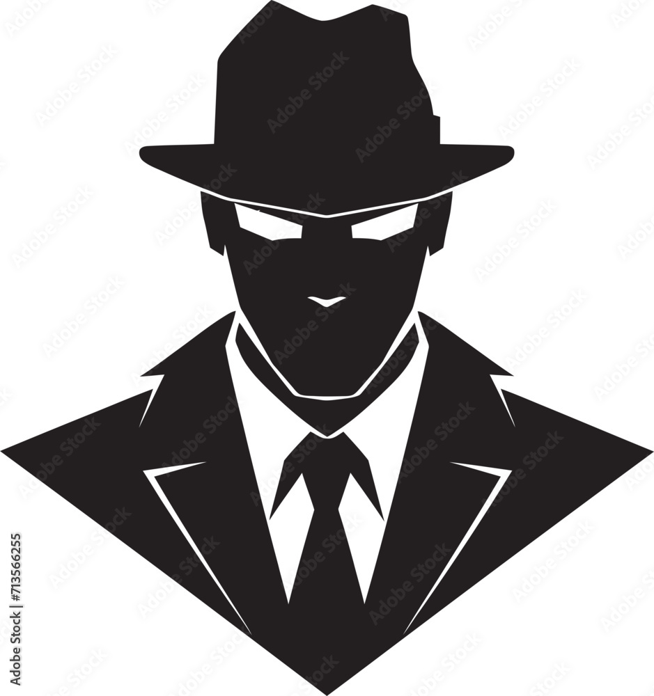 Syndicate Sovereignty Mafia Logo Emblem Elegant Enforcer Insignia Suit and Hat Vector Symbol