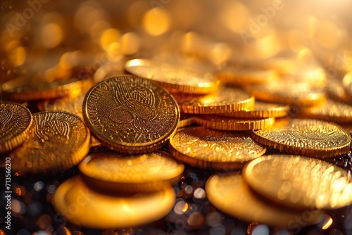 Bunch of golden coins. 3D render design