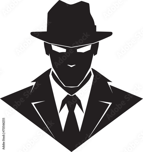 Syndicate Sovereignty Mafia Logo Emblem Elegant Enforcer Insignia Suit and Hat Vector Symbol