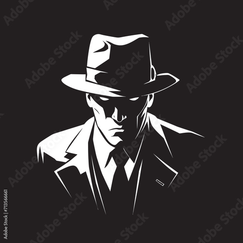 Underworld Sovereignty Mafia Logo in Vector Stylish Syndicate Suit and Hat Vector Icon