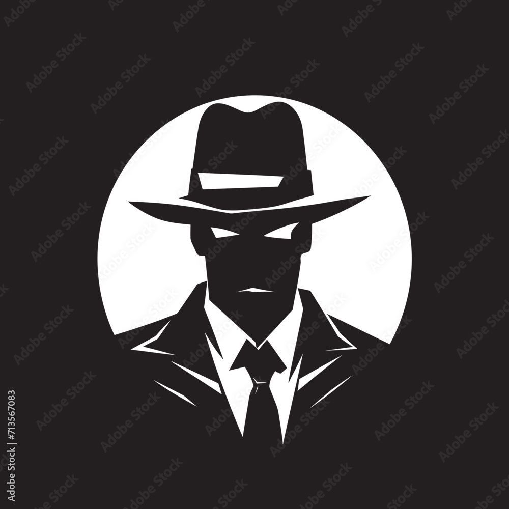 Organized Crime Elegance Suit and Hat Vector Icon Mobster Monarchy Emblem of Mafia Elegance