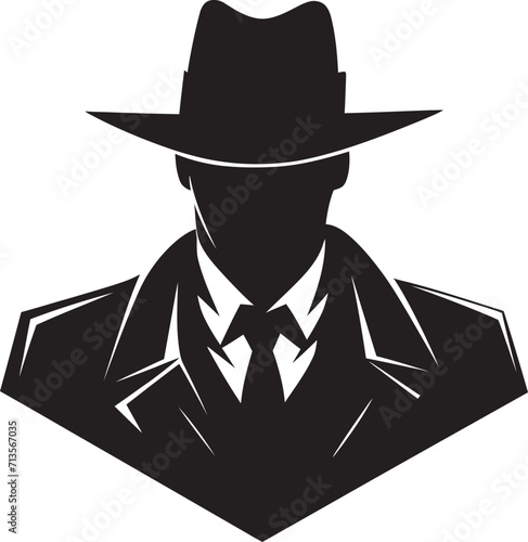 Crime Syndicate Signature Suit and Hat Logo Design Mobster Majesty Vector Icon of Mafia Boss Attire