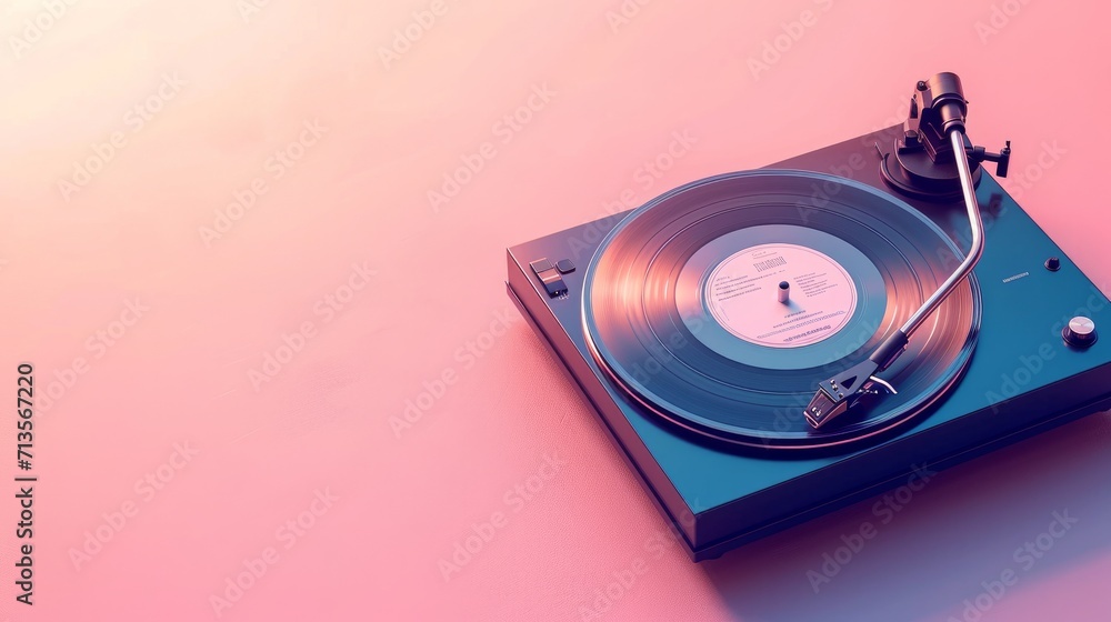 Record player with vinyl disk on pink background Record player with vinyl disk on pink background
