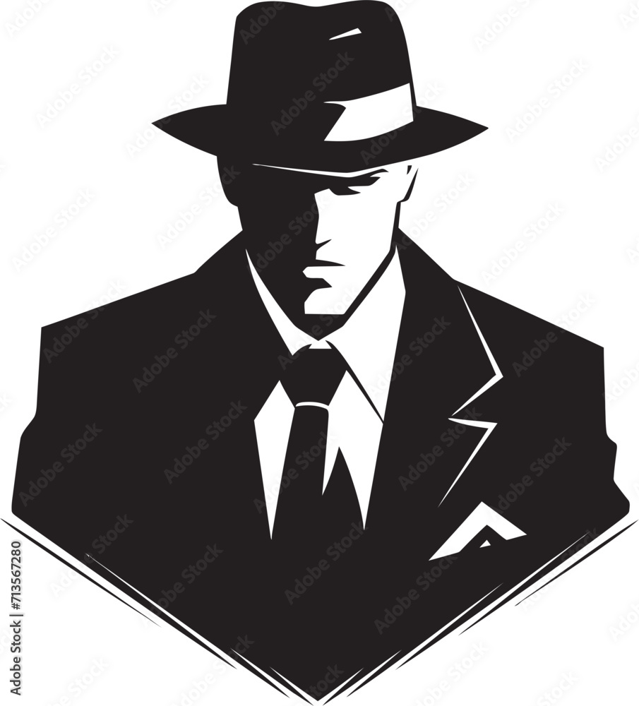 Organized Crime Elegance Suit and Hat Vector Icon Mobster Monarchy Emblem of Mafia Elegance Organized Crime Elegance Suit and Hat Vector Icon Mobster Monarchy Emblem of Mafia Elegance