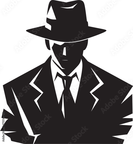 Mafia Monogram Suit and Hat Emblem Design Dapper Don Dynasty Vector Logo of Mafia Attire
