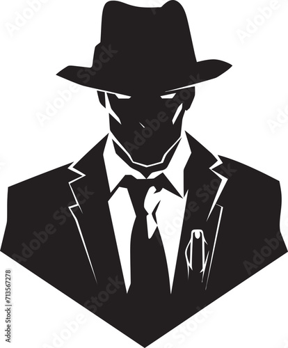 Sharp Dressed Shadows Suit and Hat Logo Design Tailored Tyranny Mafia Logo in Vector