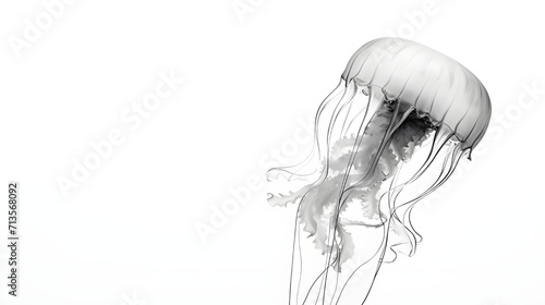 Black and White Jellyfish on a White Background